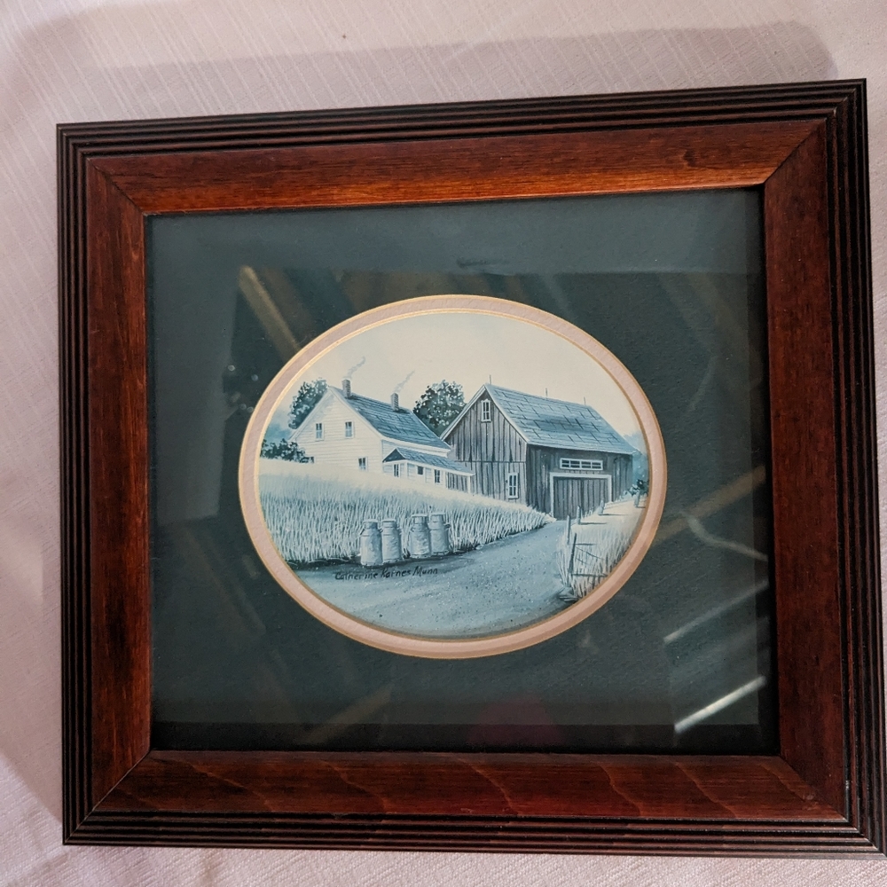 Catherine Karnes Munn picture wood frame mat barn house milk cans collection